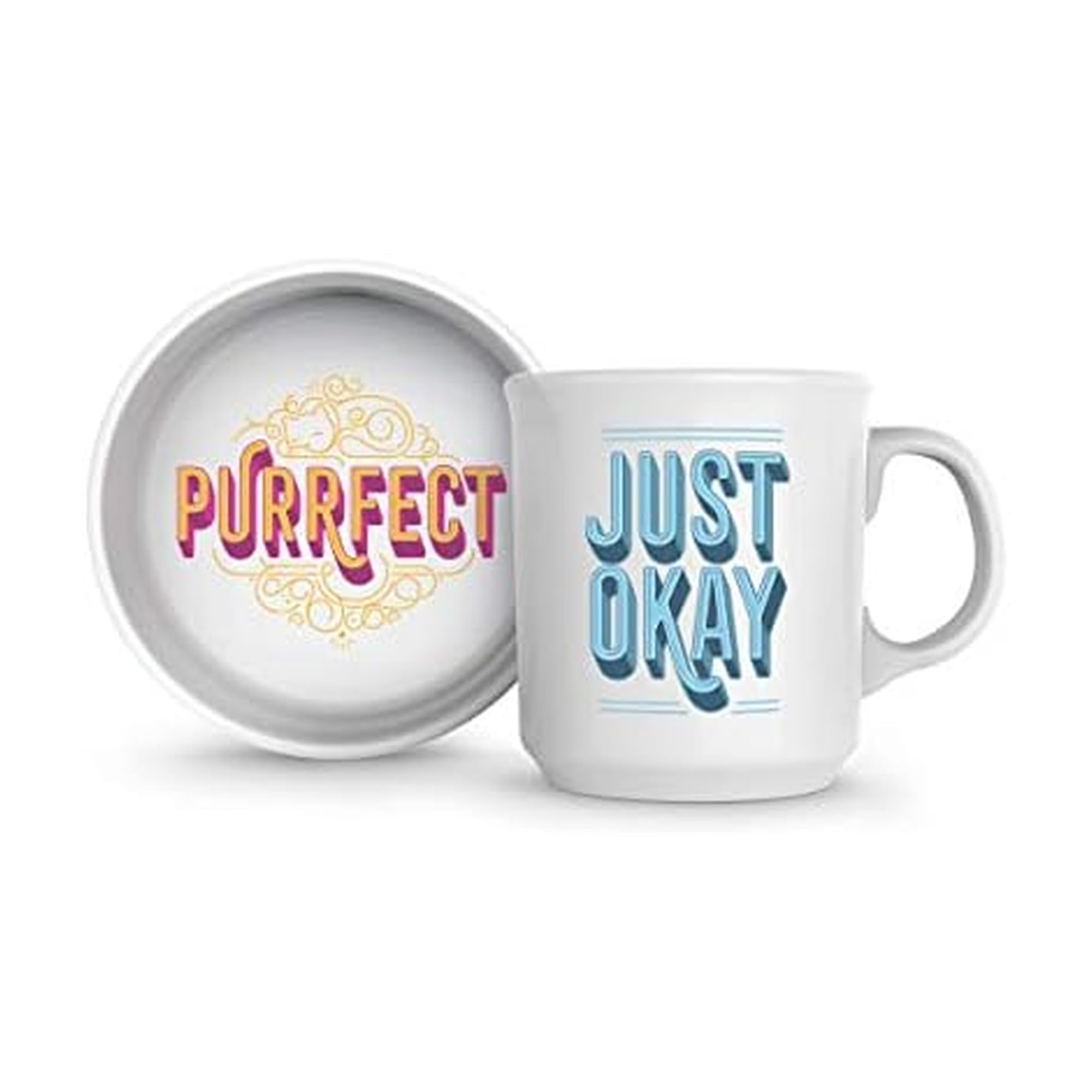 Mug et gamelle pour chat Purrfect blanc Genuine Fred cadeau idéal anniversaire