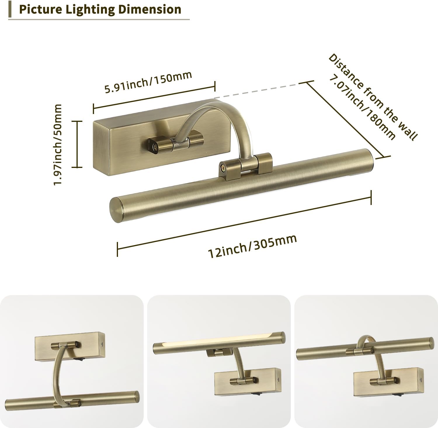 DESOOP Wireless Picture Lights Rechargeable Gallery Lighting Battery Picture Frame Light with Remote and Timer, Adjustable Art Light for Paintings, Portraits, Antique Bronze Finish 12'' Inch 2W 2700K