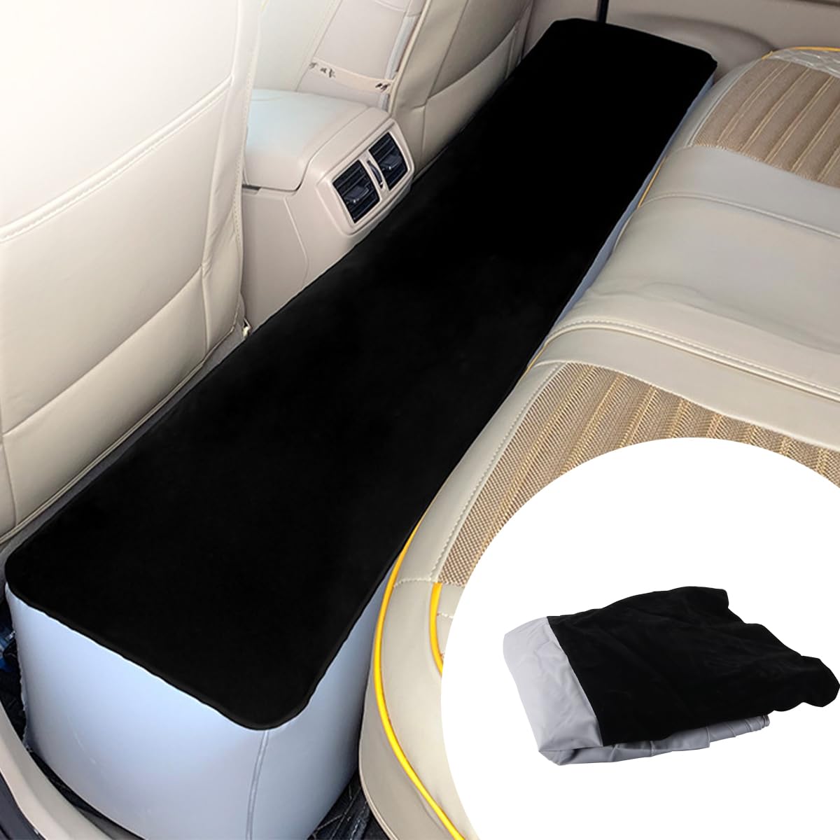 Materasso gonfiabile per auto, letto da viaggio ad aria per sedili posteriori, nero, portatile, gonfiabile, comodo e durevole, per SUV, berline e campeggio.