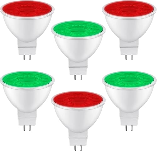 Lanties 6 bombillas LED MR16 de Navidad de 12 V 6 W para decoración de fiestas de Navidad, decoración de paisajes al aire libre, fiesta (rojo, verde) disponible en Yaxa Guatemala