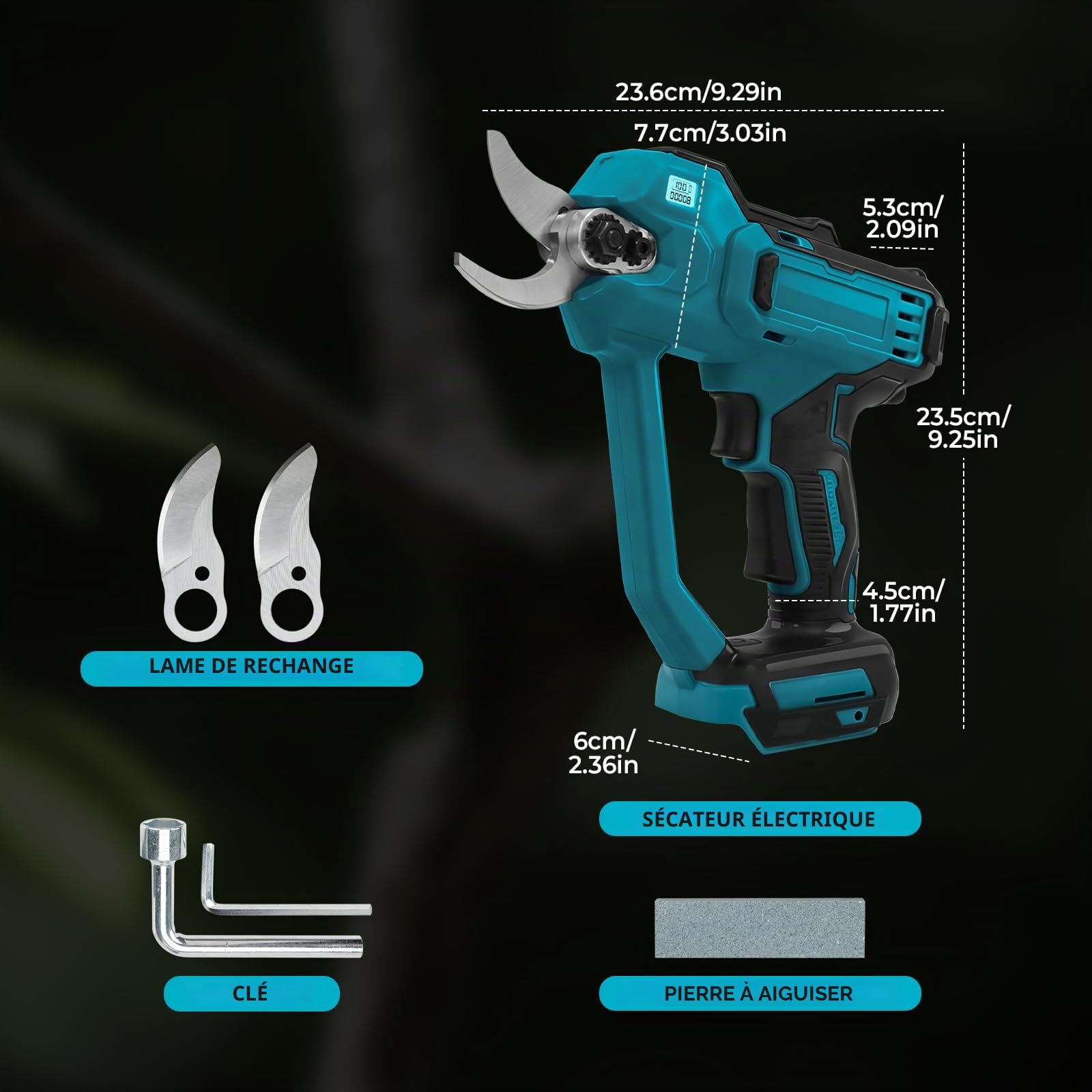 Sécateur électrique Sans Fil compatible avec Makita Batterie 18V (Pas de Batterie), 600W Sécateur à Batterie, Max 35 mm, Sécateur de Jardin pour Jardinage, Vigne