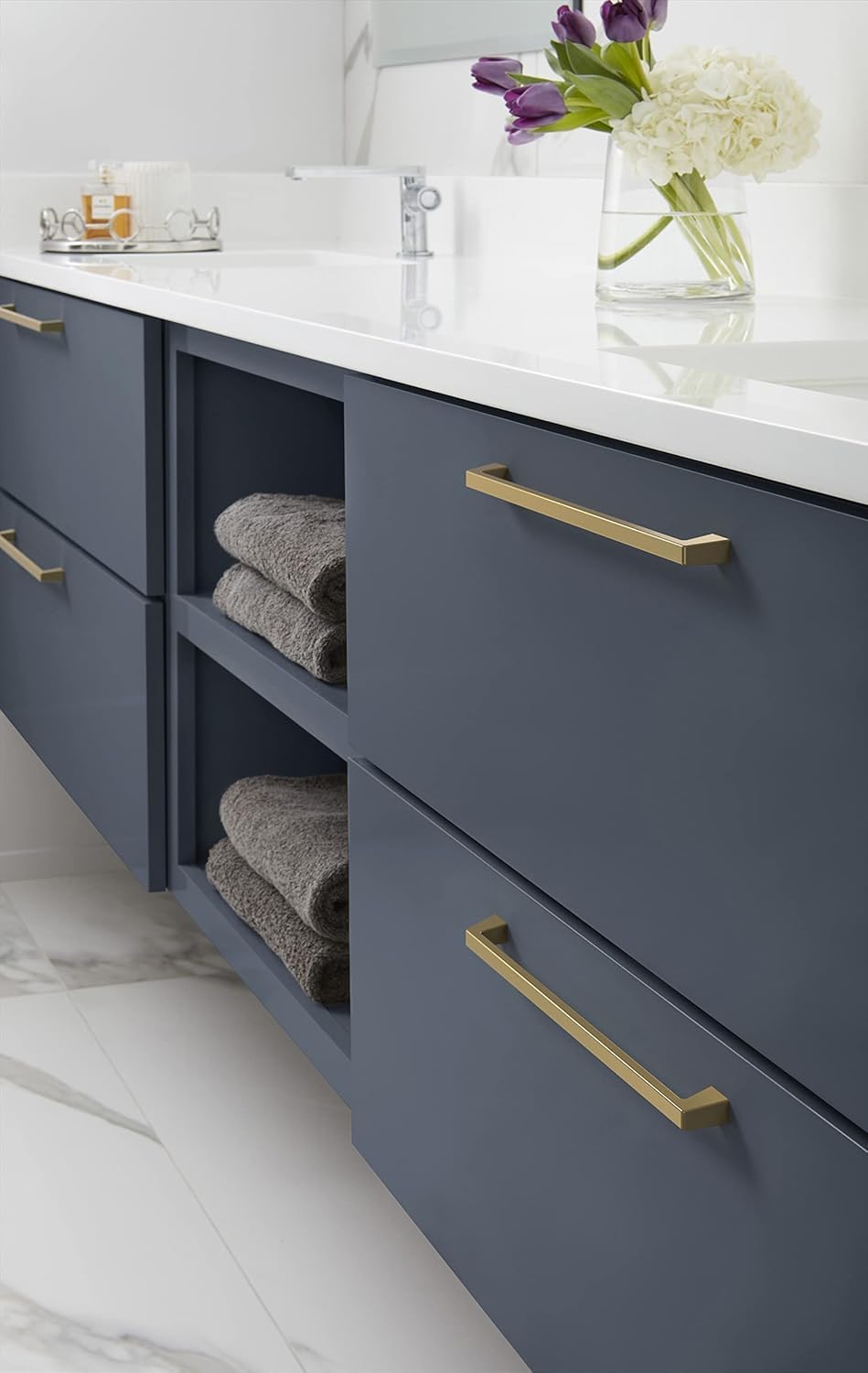 Amerock BP55283BBZ | Golden Champagne Cabinet Pull | 10-1/16 in (256 mm) Center-to-Center Cabinet Handle | Blackrock | Drawer Pull | Kitchen Cabinet Handle | Furniture Hardware