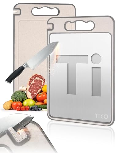 TIBO Titanium Cutting Board with Knife Sharpener, 14.3"L x 9.8"W