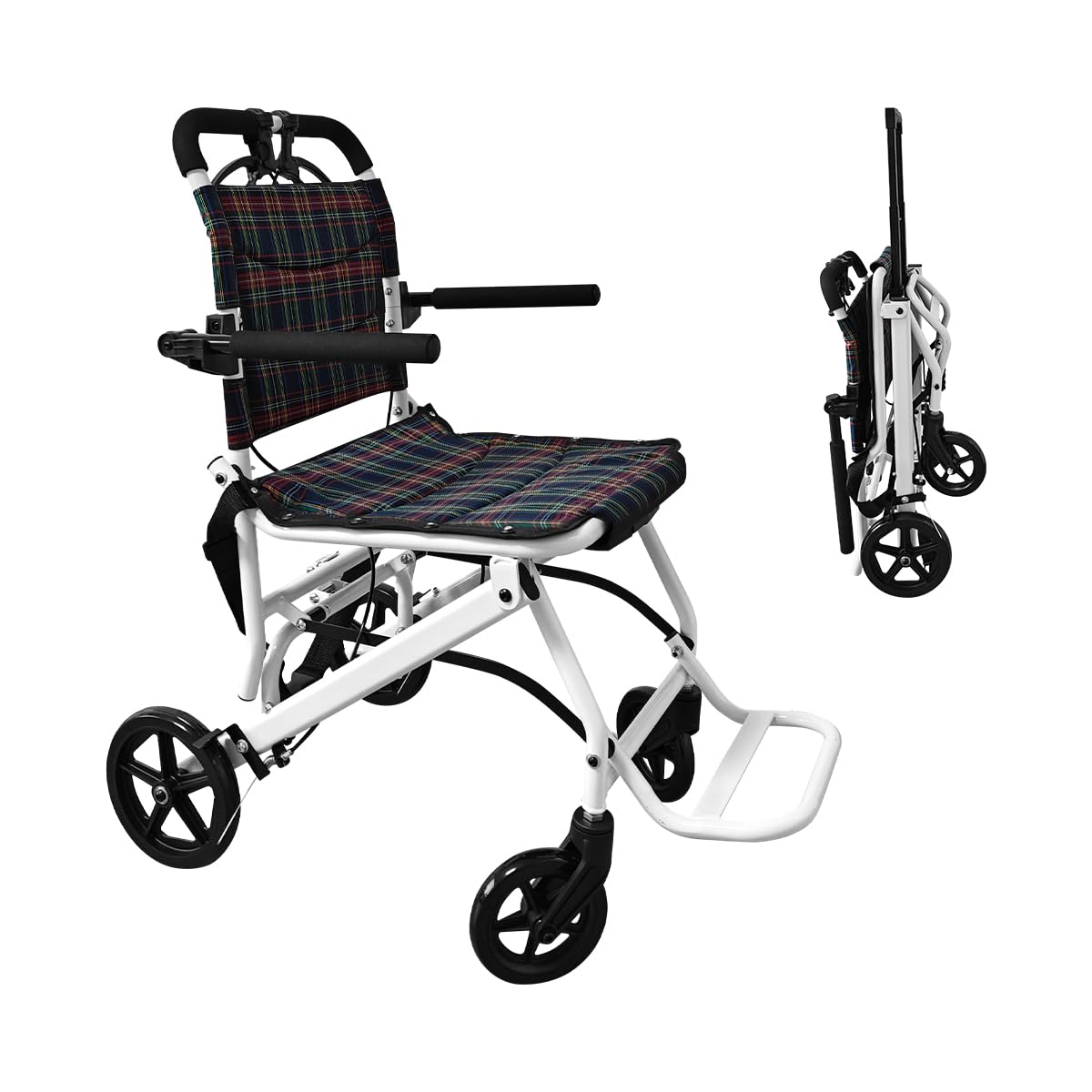 Amazon | RAKU 介助用車椅子 折りたたみ式 軽量 キャリーハンドル付き
