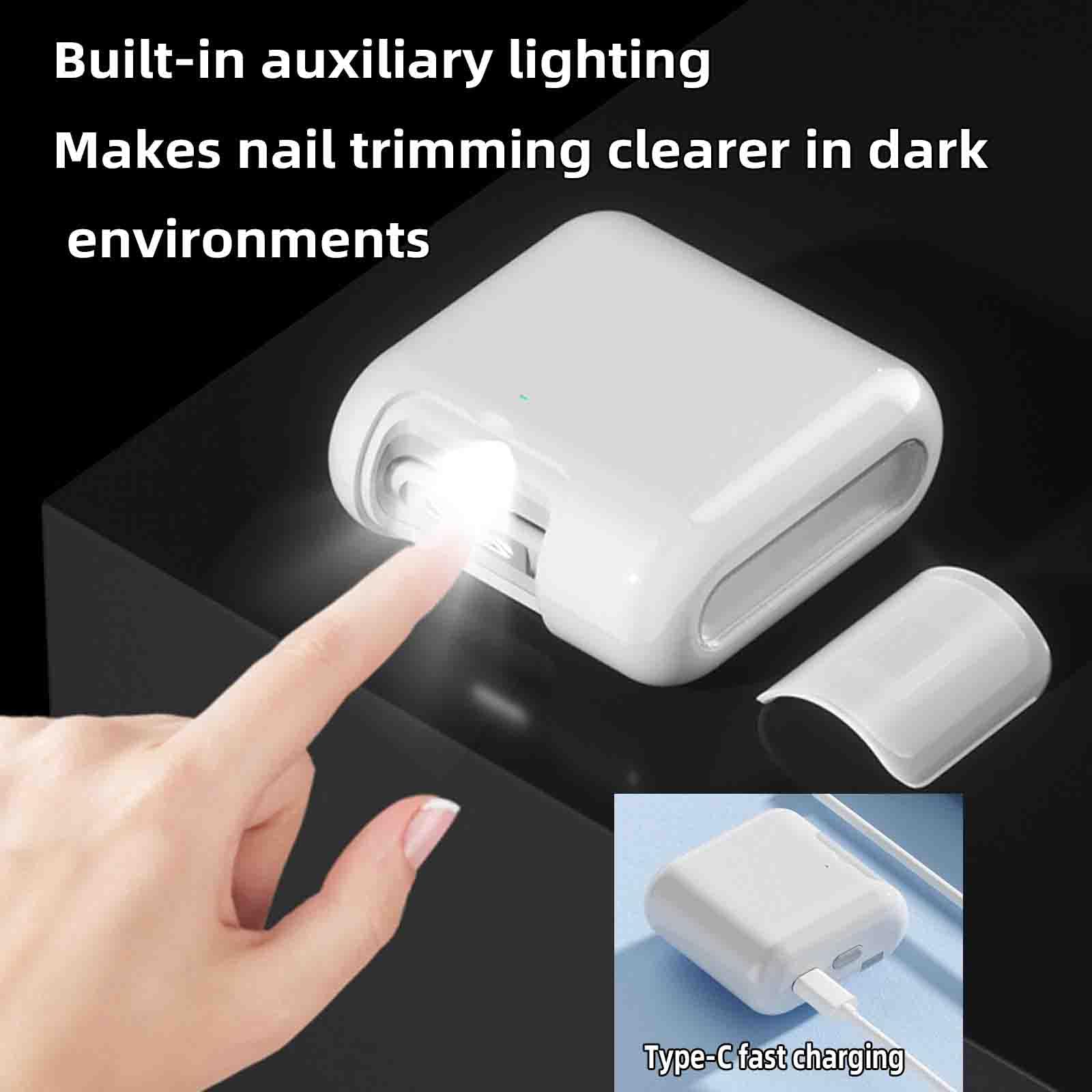 Tagliaunghie Elettrico Uomo Professionale Taglia Unghie Per Mani Tronchesino Automatico Impedisce Che I Frammenti Di Unghie Volino Ovunque Ricaricabile Automatica (White,55x56x25 mm)