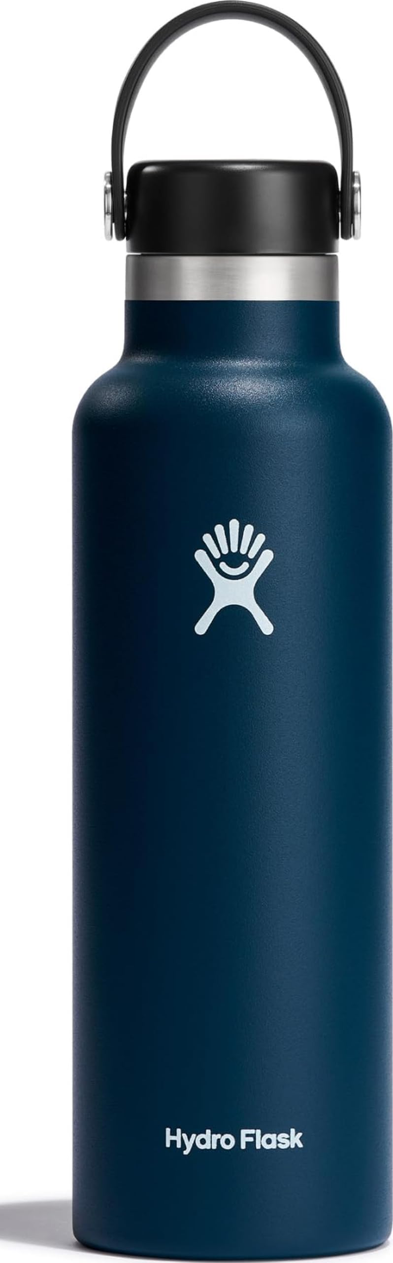 Water Bottle 621 ml (21 oz) - Vacuum Insulated Stainless Steel Water Bottle with Leak Proof Flex Cap and Powder Coat - Standard Mouth - Indigo