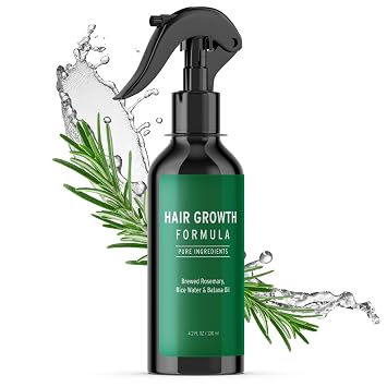 Rosemary Water Spray for Hair Growth, Rosemary Hair Growth Scalp Spray With Rice Water & Batana Oil, Biotin, Citrus Peel and Mint to Strengthen Strands and Promote Hair, 4.2 fl oz Clear