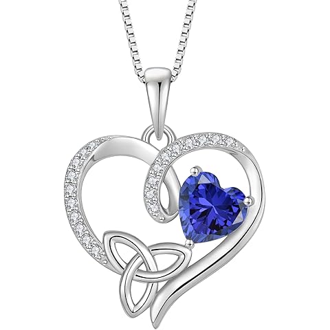 Celtic Knot Necklace 925 Sterling Silver Love Heart Trinity Knot Pendant Irish Good...