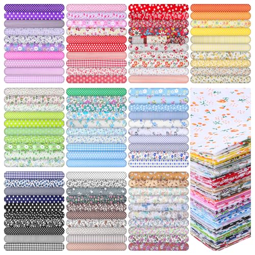 Kifmurase 100 Pieces 10 x 10 Inches Cotton Fabric Squares, Precut Quilting Fabric Bundles Layer Fat Floral Patchwork Fabrics for DIY Crafts Sewing Beginners Cloths Handmade