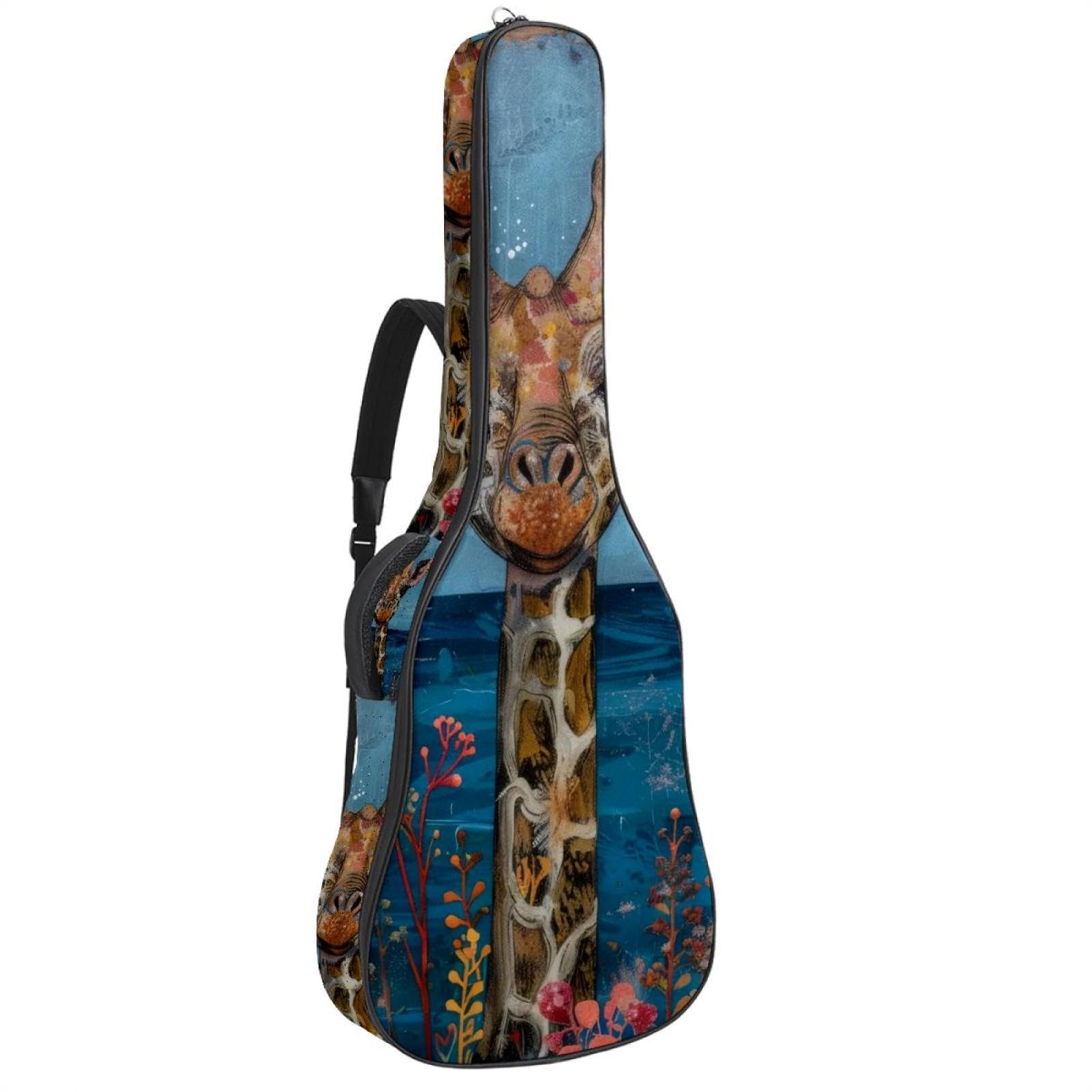 Akustikgitarrentasche mit Blumenmuster, dick gepolstert, wasserdicht, für 101,6 cm, 104,7 cm, 106,7 cm, Mehrfarbig 06, 42.9x16.9x4.7 in, Lässiger Tagesrucksack