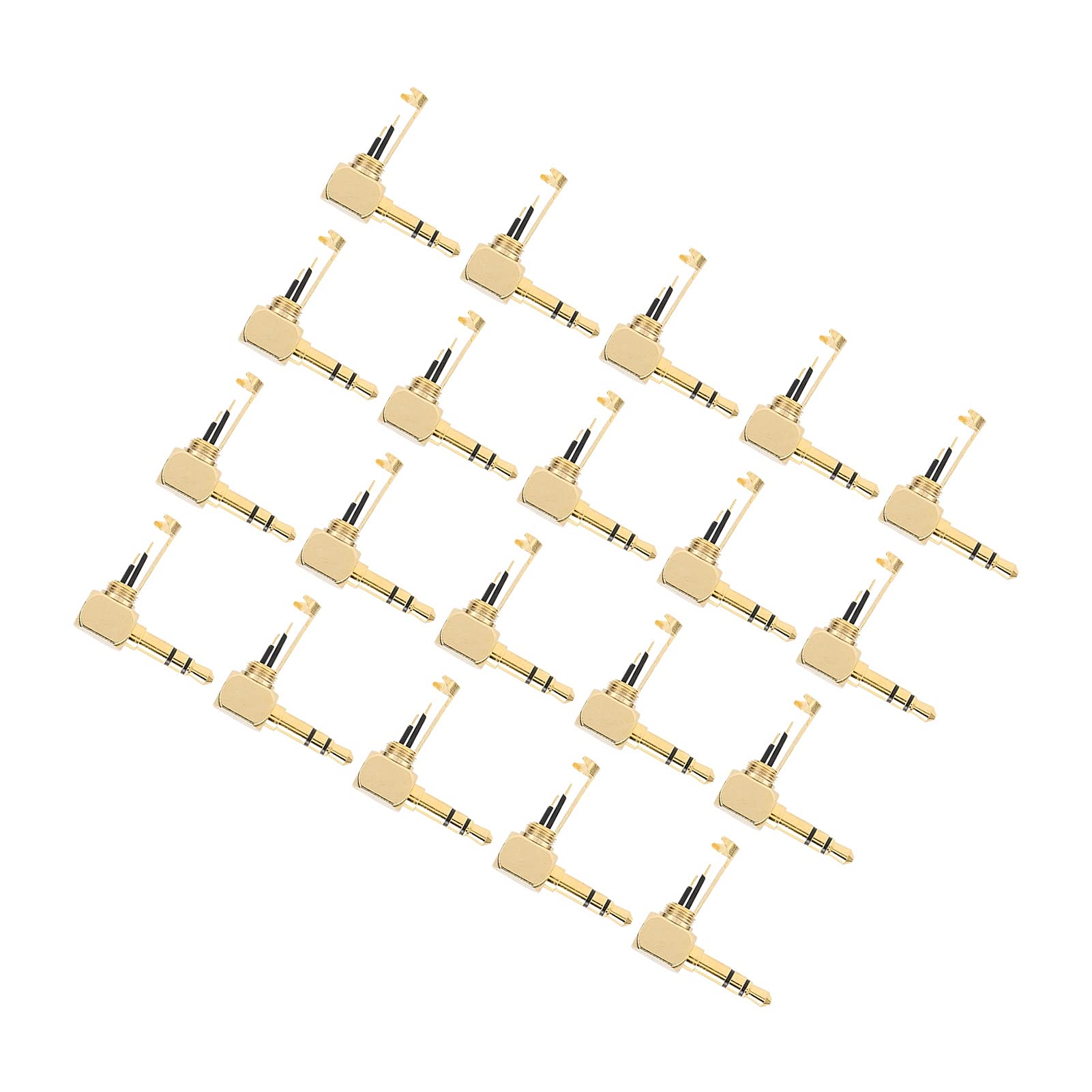 20 Piezas Adaptador de Audio de 3,5 mm de 3 Secciones Adaptador de Audio Dorado de 90 Grados en Forma de L Enchufe para Auriculares DIY