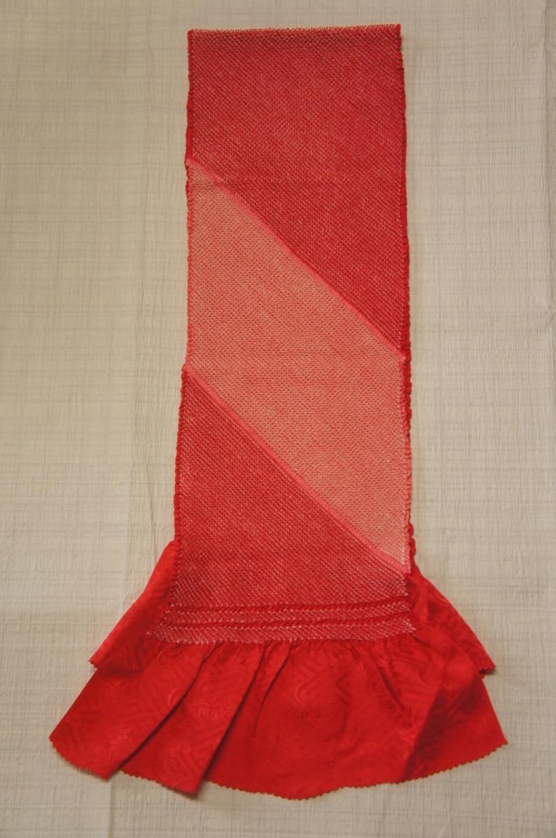 正絹総絞り洋紅色濃淡本紋地紋斜線模様帯揚げ E11638 正絹絞り