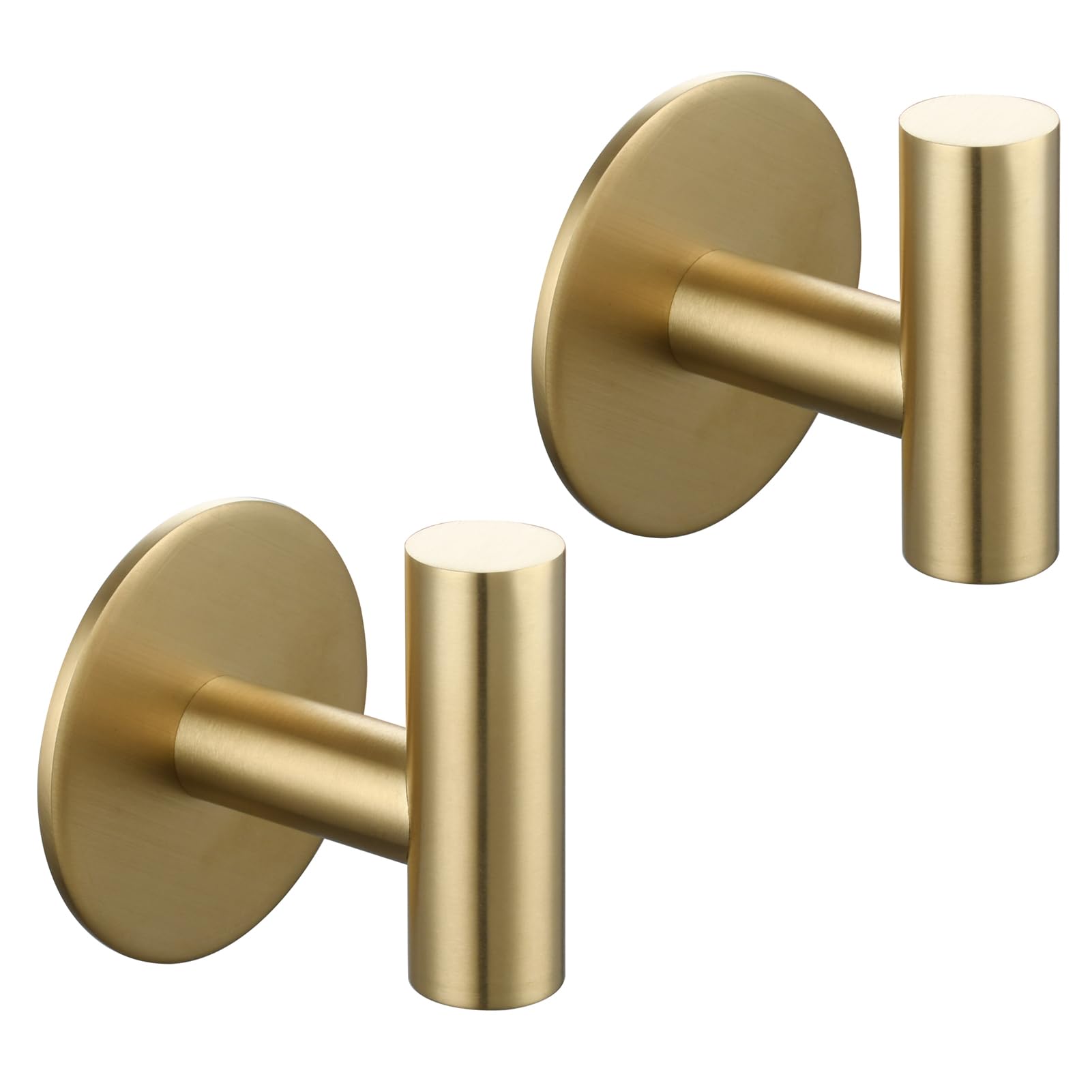 Tecmolog Oro Cepillado Ganchos Toalleros sin Taladro de Acero Inoxidable Colgador Pared Adhesivo Cocina, 2 Unidades, SBH235J-2