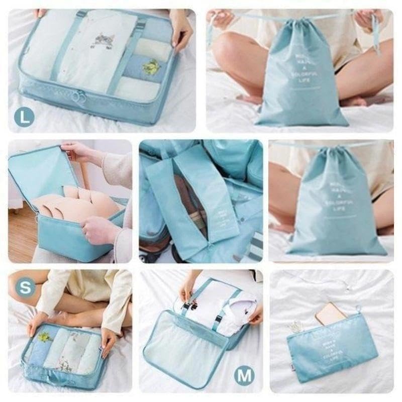 Suitcase Packing Cubes, 8PCS Travel Organiser Packing Bags, Travel Accessories Organizer Clothes Shoes Cosmetics Storage Bags-Grey - Image 6