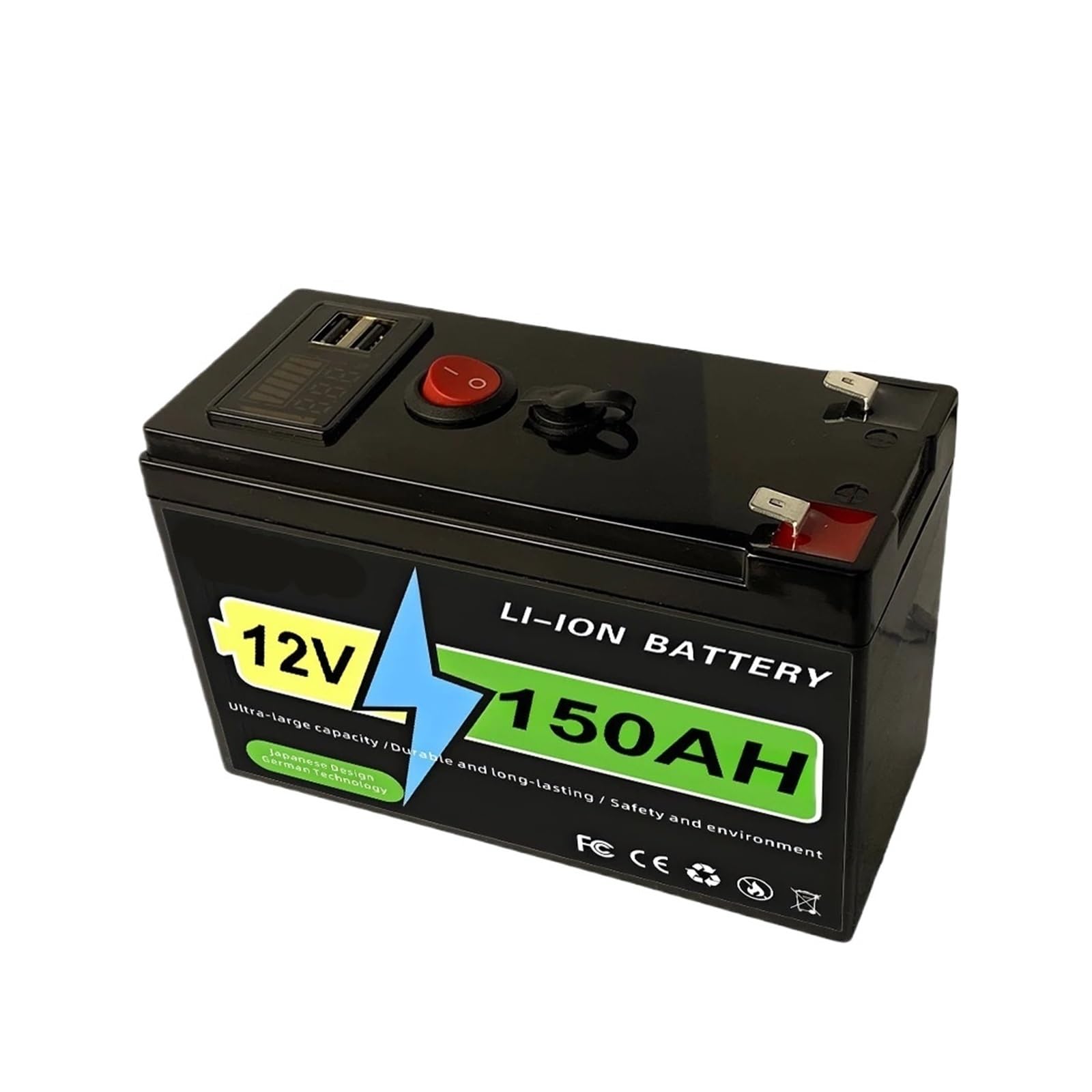 Batería Lifepo4 12v Batería solar Batería de litio 180Ah 12V | BMS de 10 años de vida útil y más de 4000 ciclos for dispositivos solares y marinos(150Ah Battery x1)