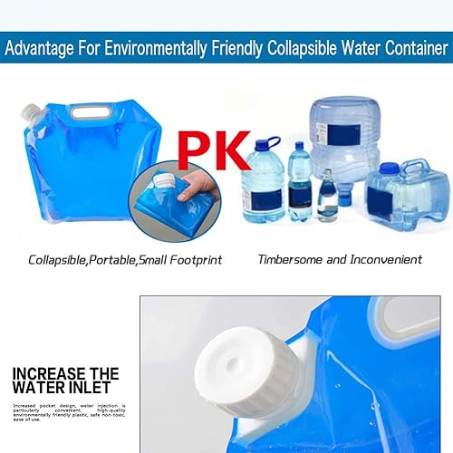 Miniatura 4 de Redmoon 4 unidades 5L contenedor de agua plegable libre de BPA plegable al aire libre escalada campamento bolsa de agua de emergencia paquete para TT