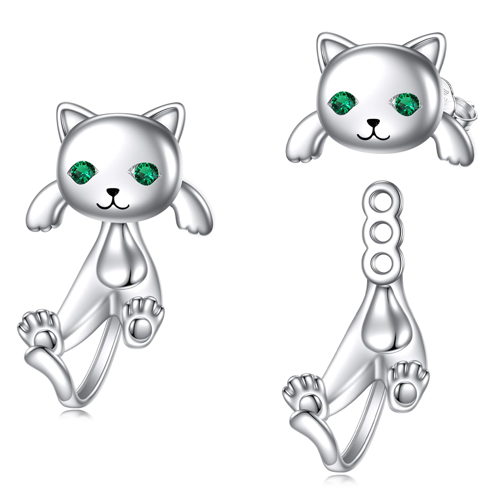 VONALA 925 Sterling Silver Black Cat Dog Hippo Snake Frog French Bulldog Bunny Cow Monkey Penguin Panda Pig Koala Fox Axolotl Stud Earrings for Women Hypoallergenic Gifts Birthday