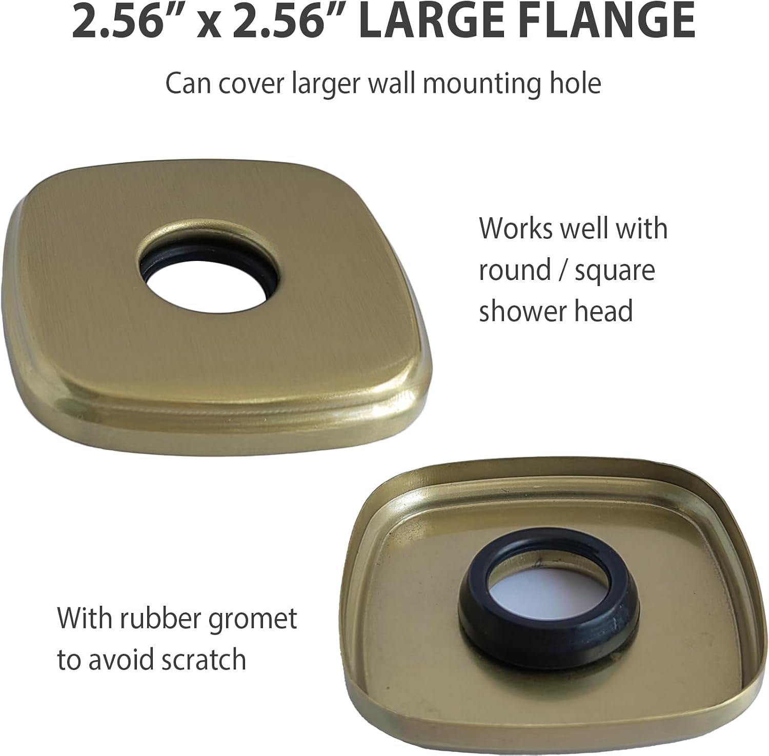 Brushed Gold Angled Shower Arm with Flange Wall Mounted Male NPT 1/2 Inch Gold Extension Arm for Fixed Rainfall and Handheld Shower Head, 6 Inch