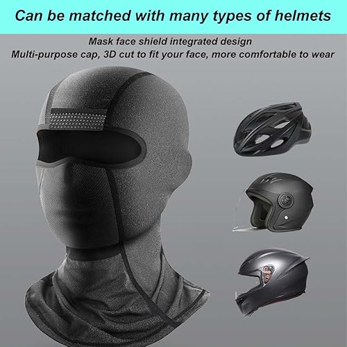 Miniatura 5 de Fanmaikuail Pasamontañas para motocicleta, gafas de silicona antideslizantes que no se mueven, máscara transpirable de seda de hielo negro para