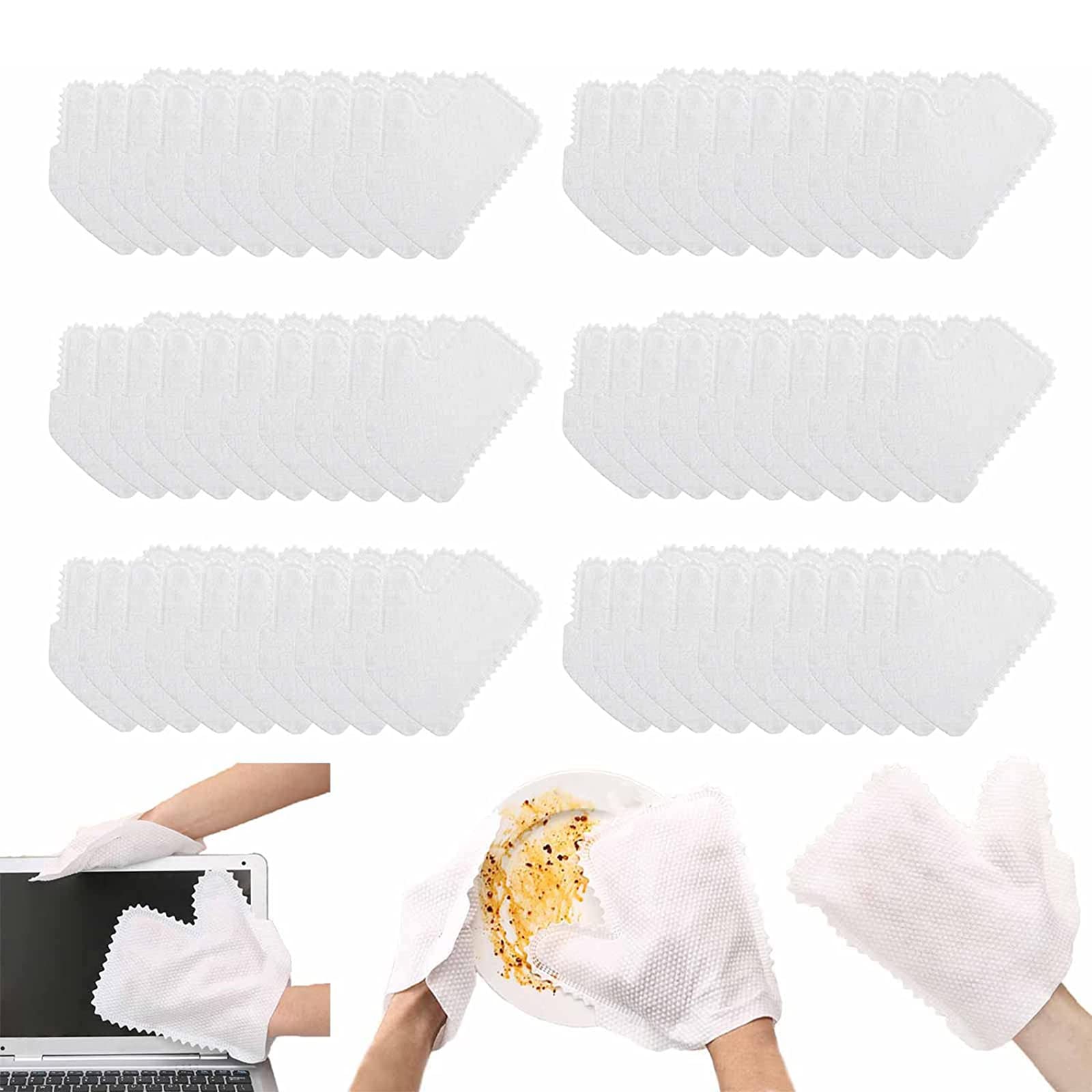 Guantes de Limpieza de Escamas de Pescado no Tejidos Reutilizables Lavables Electrostáticos para Eliminar el Polvo Paño de Limpieza de Microfibra, para Vidrio Utensilios de Cocina,60pcs
