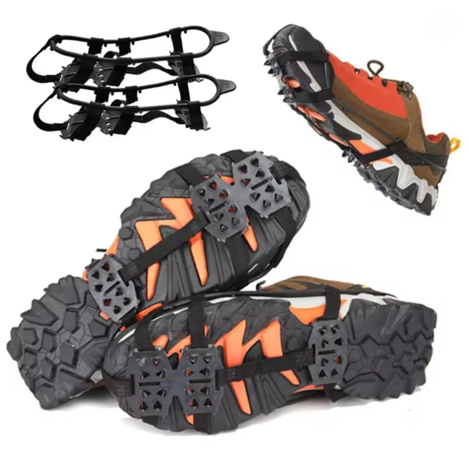 Anti-Rutsch-Spikes 5 Paar ML Steigeisen-Schuhüberzüge, 24 Zähne, rutschfeste Eisgriffe, Spikes for Wander- Und Kletterschuhe, Kette