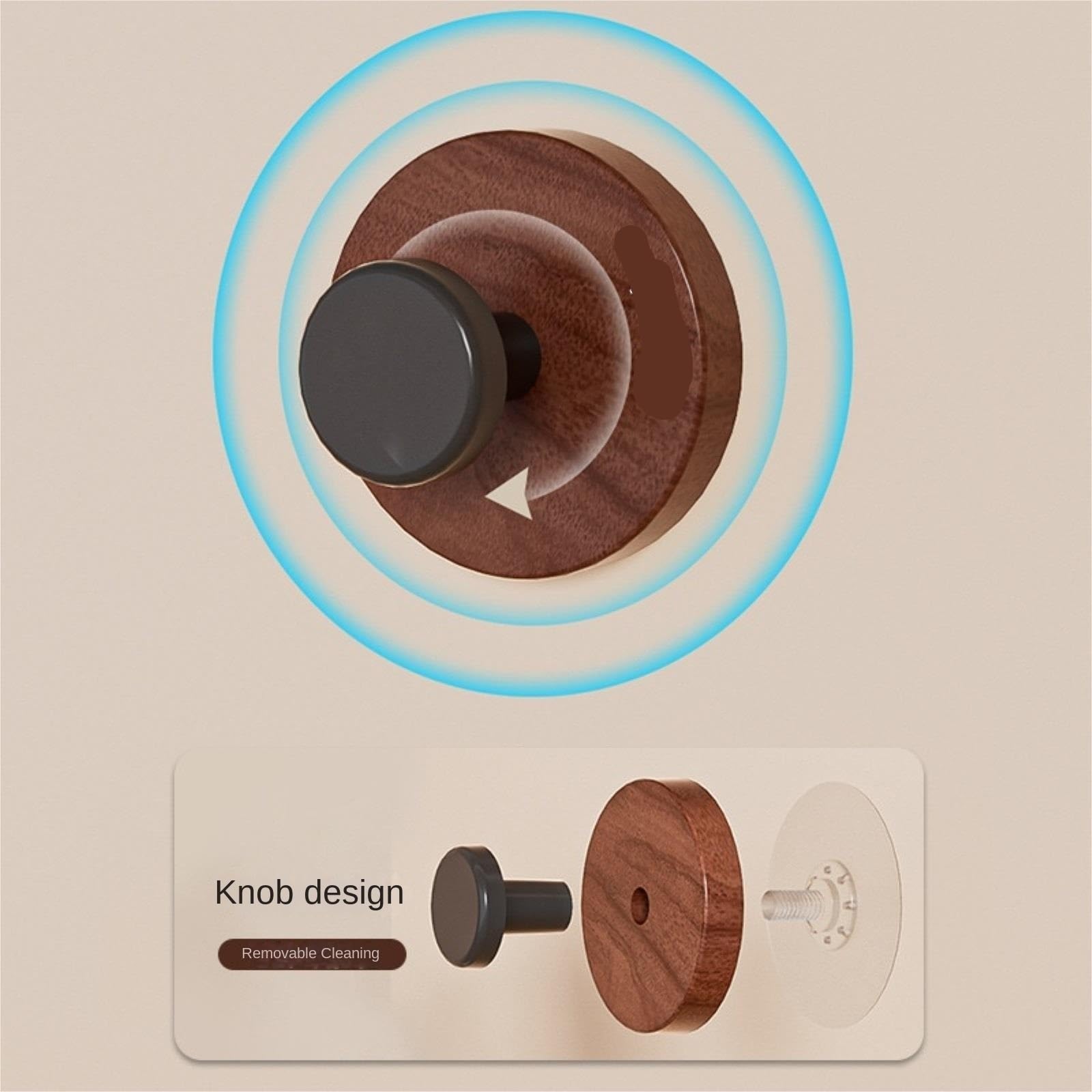 Haczyk Ścienny Haczyki Z Przyssawkami Bez Wiertarki, Zdejmowane, Wielokrotnego Użytku, Do Łazienki I Kuchni Dekoracyjny(Walnut wood grain)