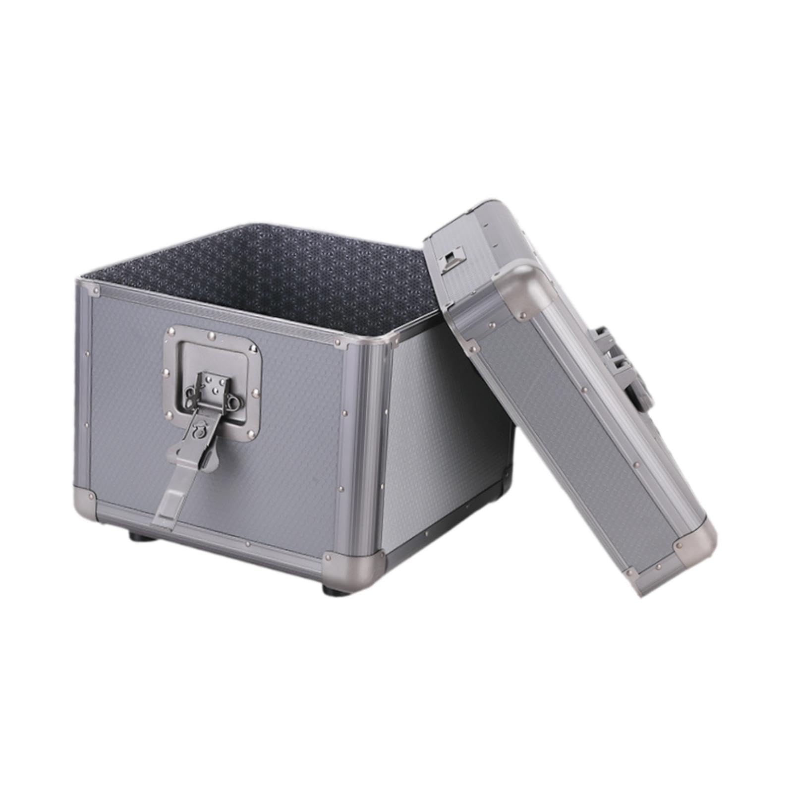 Scatola Porta Dischi Vinile Custodia Organizer Cassettina Archiviazione Portatile Alluminio Durevole con Blocco per Musica Collezionisti Ada, Grigio L