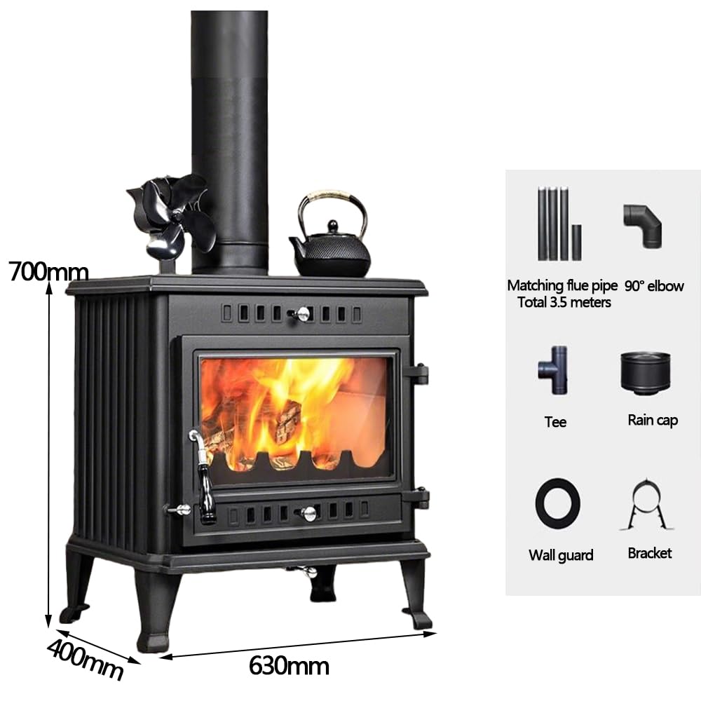 Stufa a Legna a Doppia Combustione 20kW | Efficienza Termica Oltre l'85% | Vetro Autopulente e Riscaldamento Fino a 80 m²