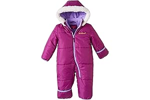 Baby Girl's Warm, Cozy, and Stylish One-Piece Puffer Winter Snowsuit