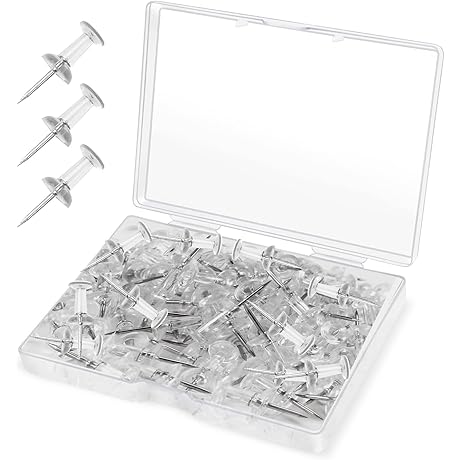 Clear Plastic Head Thumbtacks with Steel Point 100-Pack: The Thumbtacks that Blend...