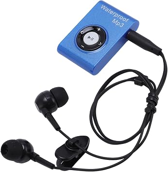 Zunate Water Proof MP3 Player 8GB for Swimming and Sports IPX8 Underwater MP3 Audio Player with Headphones, Built in Clip, Supports FLAC WAV Audible for Running Surfing Diving (Blue)