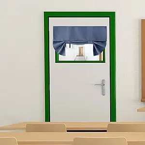 RYB HOME French Door Blinds 20 inch Length, Room Darkening Energy Smart Window Curtains for Patio French Door Window, W26 x L20 inch, Stone Blue, 1 Panel