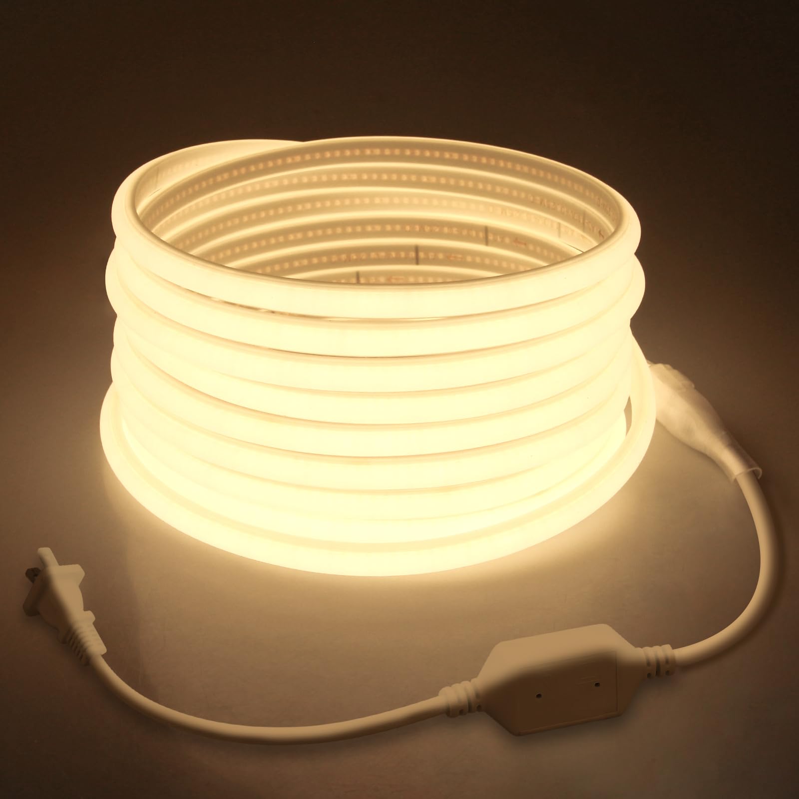 Samsion 5M COB Led Strip Lights for Bedroom 16.4ft LED Rope Lights Outdoor Waterproof Warm White AC 110V ~120V Connectable Led Flexible COB Lights for