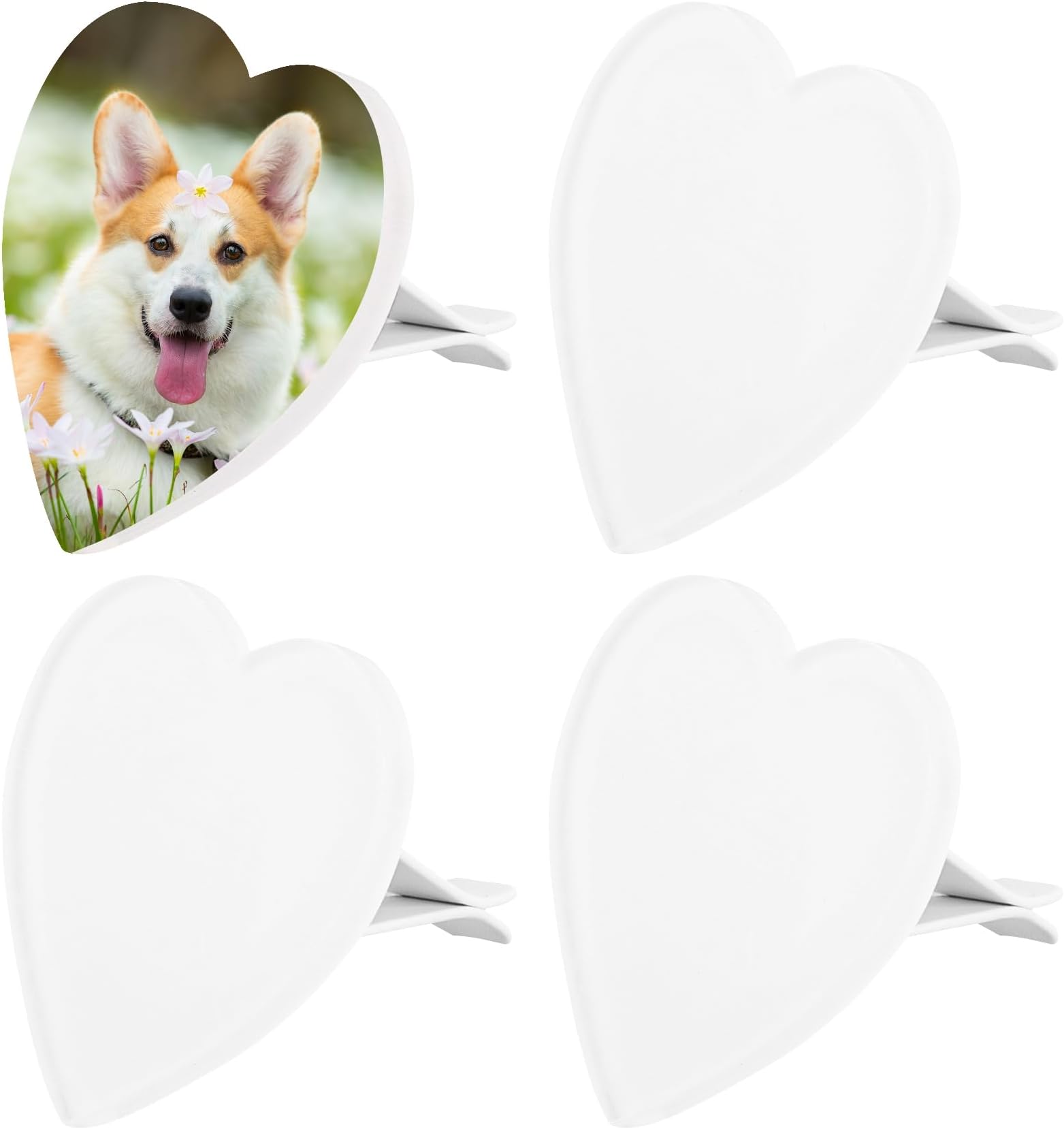 Framendino, 4 Pack Sublimation Blank Air Vent Clips Heat Transfer Clip Accessories Love Heart