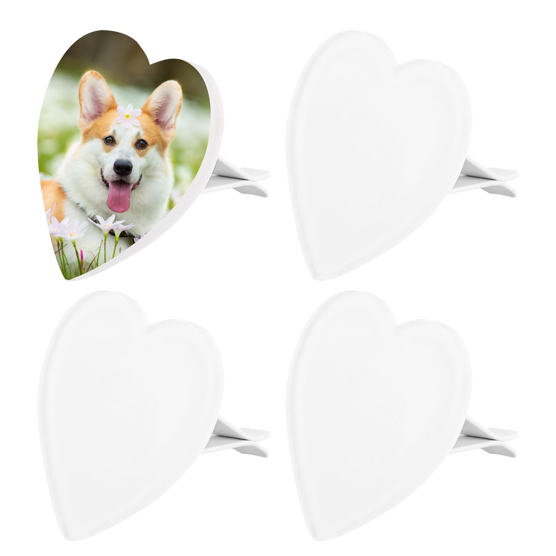 Framendino, 4 Pack Sublimation Blank Air Vent Clips Heat Transfer Clip Accessories Love Heart
