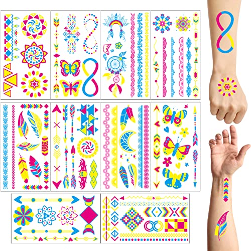 Tatuaggio Temporaneo per Bambini, Kit di Tatuaggi Luminosi DRAMBOR, Adesivi per Tatuaggi per Feste di Compleanno per Bambini (Normal) Cover