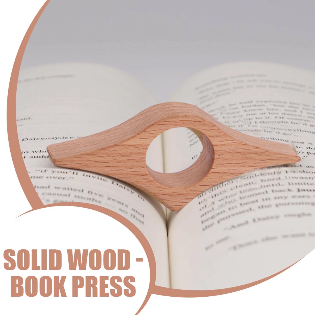 Ferma-pagine in Legno Massello con Anello, Accessorio per Lettura per Bambini e Adulti