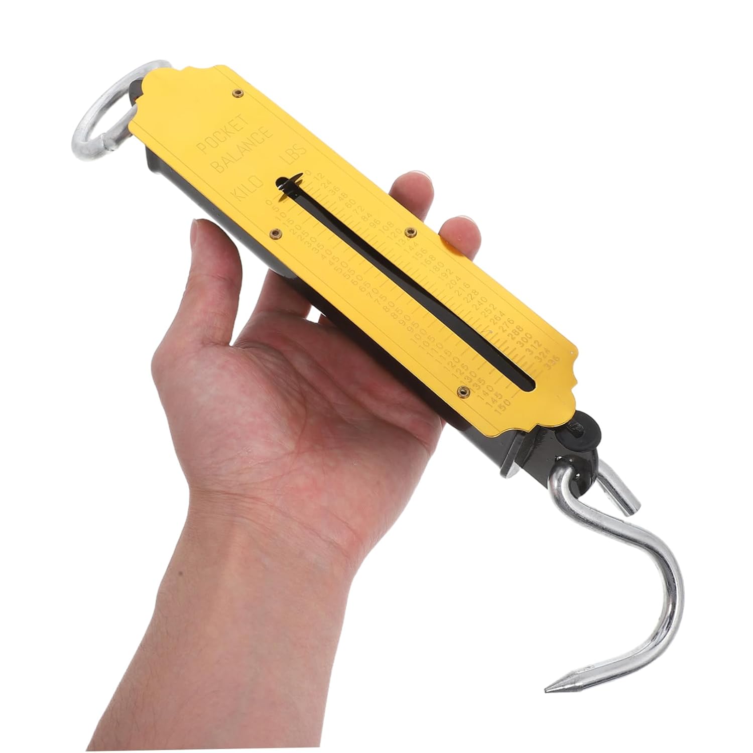 Zerodeko 150KG Capacity Yellow Portable Mechanical Hanging Scale with Hook Vertical Spring Weighing Tool for Luggage Produce and Fish 2pcs Set