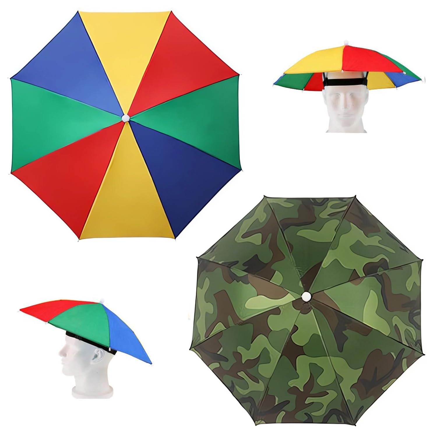 2 Piezas Gorros De Paraguas, Sombrero De Sombrilla De Pesca, Paraguas De Cabeza De Sol, Sombreros De Paraguas, Para La Playa, Viajar, Pescar, Montar En Bicicleta, Golf,Actividades Al Aire Libre