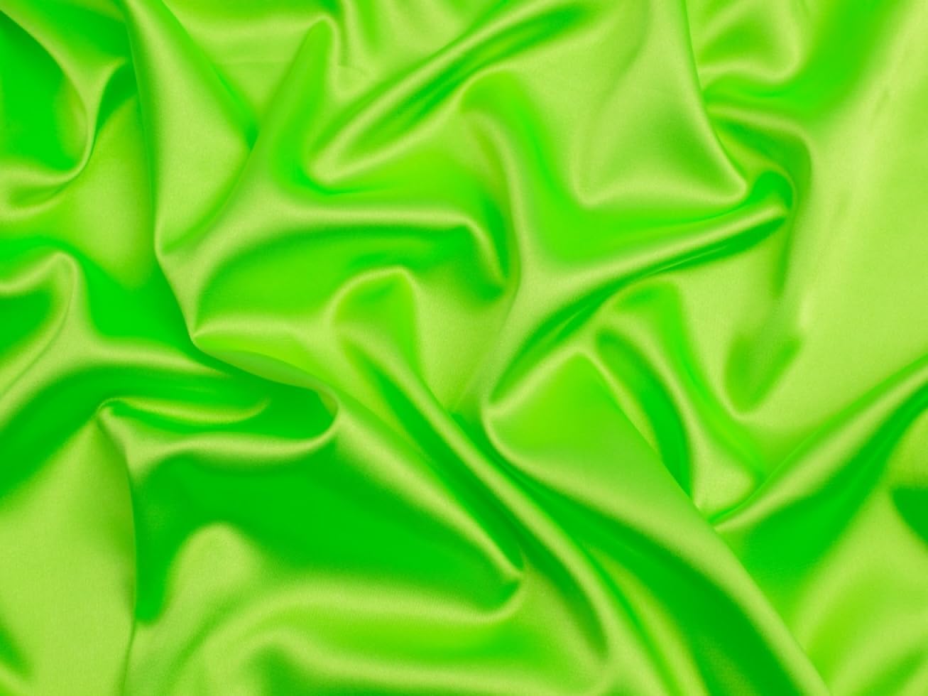 Minerva Stretch Woven Satin Fabric Neon Green - per metre
