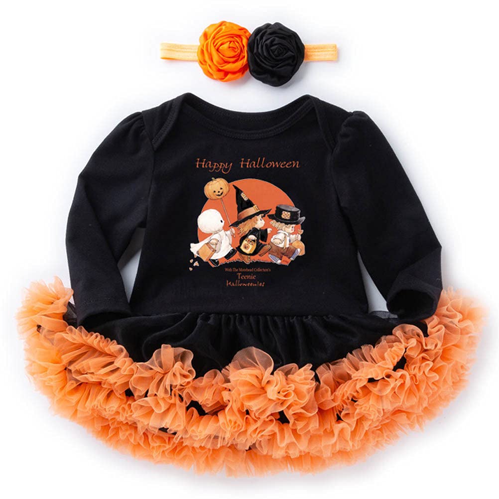 ARAUS Baby Girl Romper Tutu Skirt with Headband Toddler Halloween Dress Cosplay Costume One Piece Cotton Bodysuit 0-24 Months