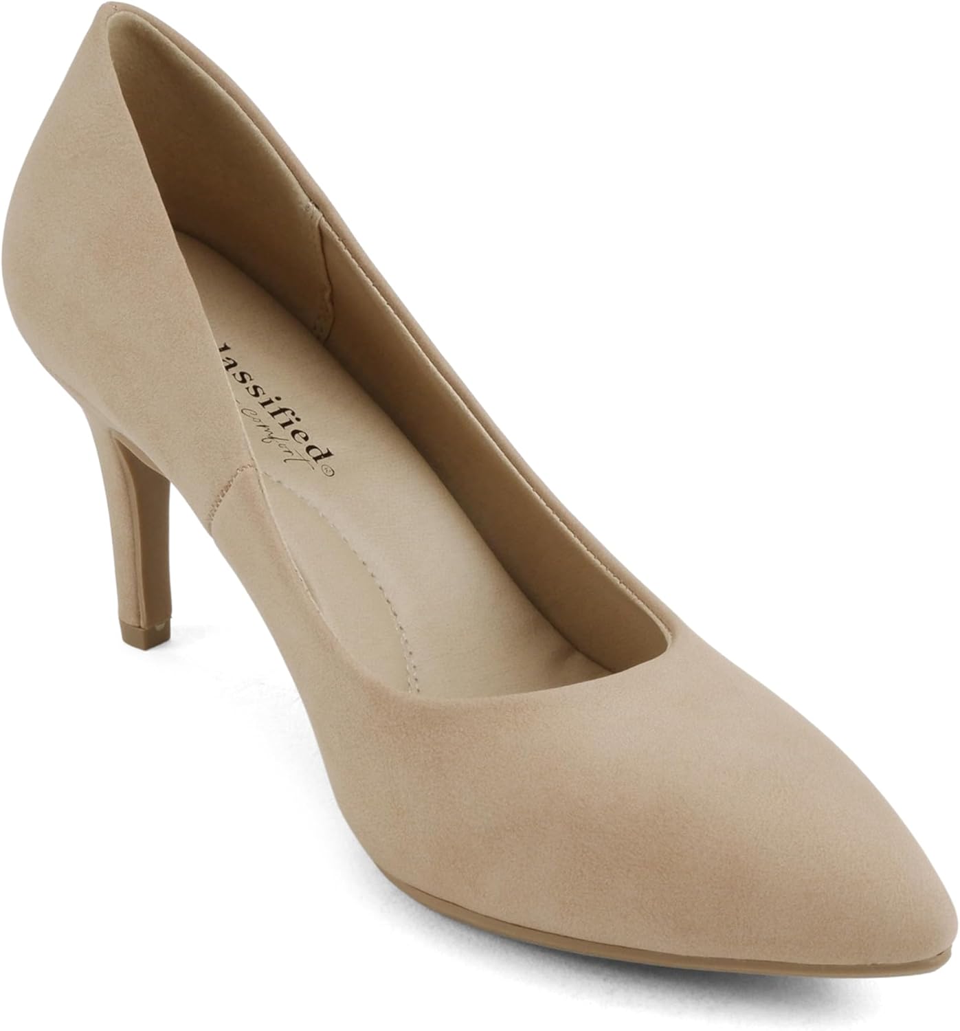 CITYCLASSIFIED Capri ~ Women Pointed Toe High Heel Pump with Cushioned Footbed