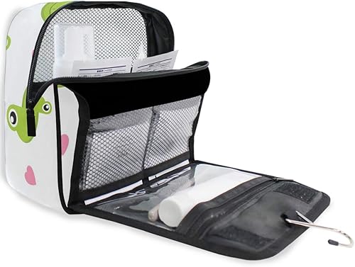 Miniatura 4 de Neceser colgante de viaje  Lindas ranas con corazones, bolsa de maquillaje cosmético, organizador para mujeres y niñas, impermeable