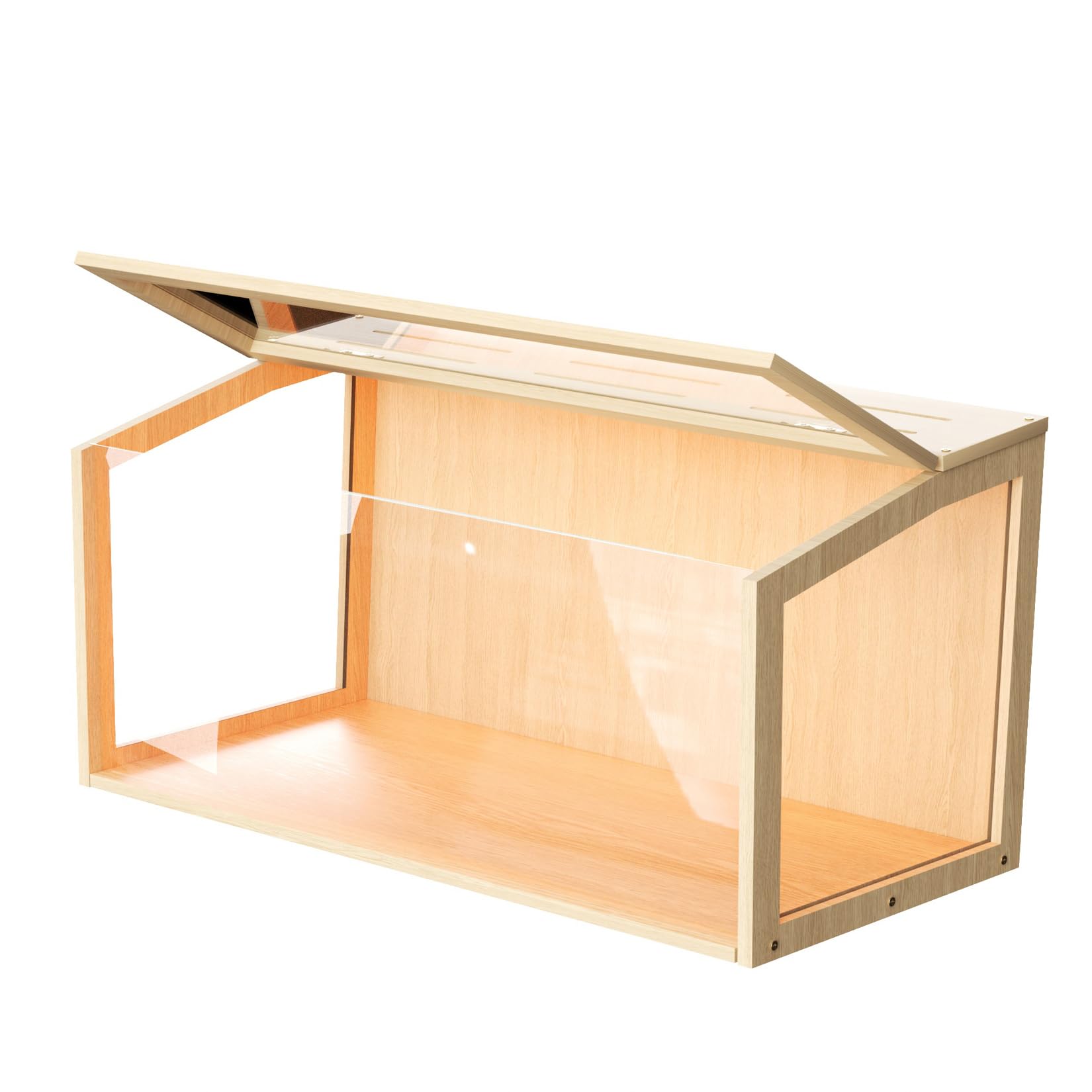 BingoPaw Jaula para Hámster, 80x40x40cm Jaula Hamster Madera con Luces LED Integradas y Paredes de Vidrio Templado para Hámsters Enanos Jerbos y Animales Pequeños