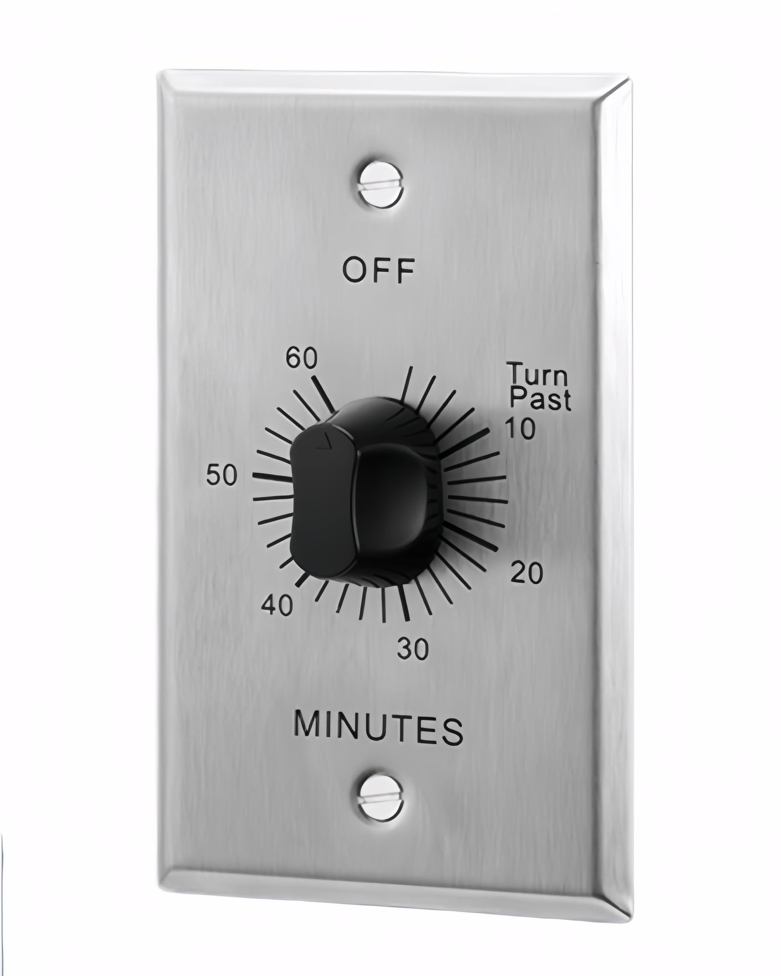 Timer da 60 minuti con conto alla rovescia a molla, timer meccanico da parete con piastra metallica in stile commerciale, non richiede neutro, elencato ETL