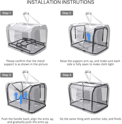 Miniatura 6 de Transportador para gatos extra grande, de lado suave, portátil para 2 gatos, 24 x 16.5 x 16 pulgadas, plegable, diseño cómodo con cuenco, azul