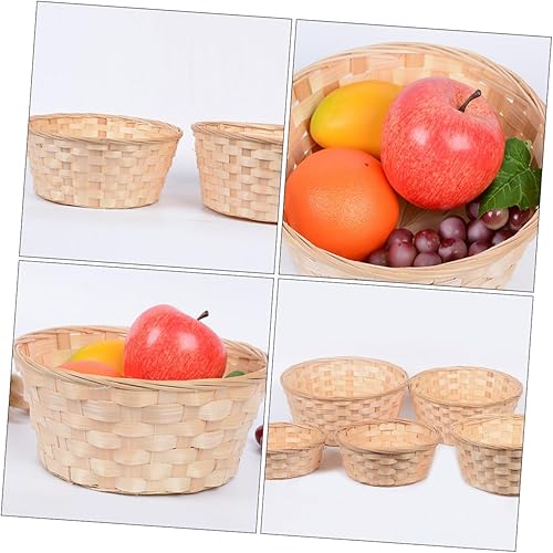 Miniatura 3 de Milisten Cesta tejida de ratán con mango de mimbre, bandeja de frutas de ratán pequeña, cesta de Pascua tejida, cesta de pascua natural, mini