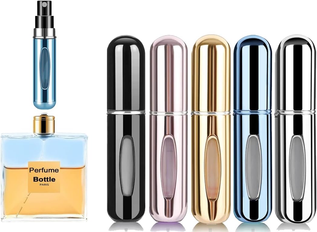 H&D Clear Vintage Carved Crystal Empty Mini Refillable Perfume Bottle