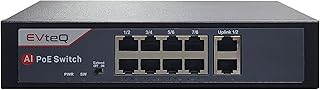 EVTEQ 8 Port PoE + 2 Uplink Port EVTEQ 8CH UPLINK GIGA EV-08F-2G PoE Switch with High Data Transfer, PoE watchdog AI Function (EV-08F-2G)