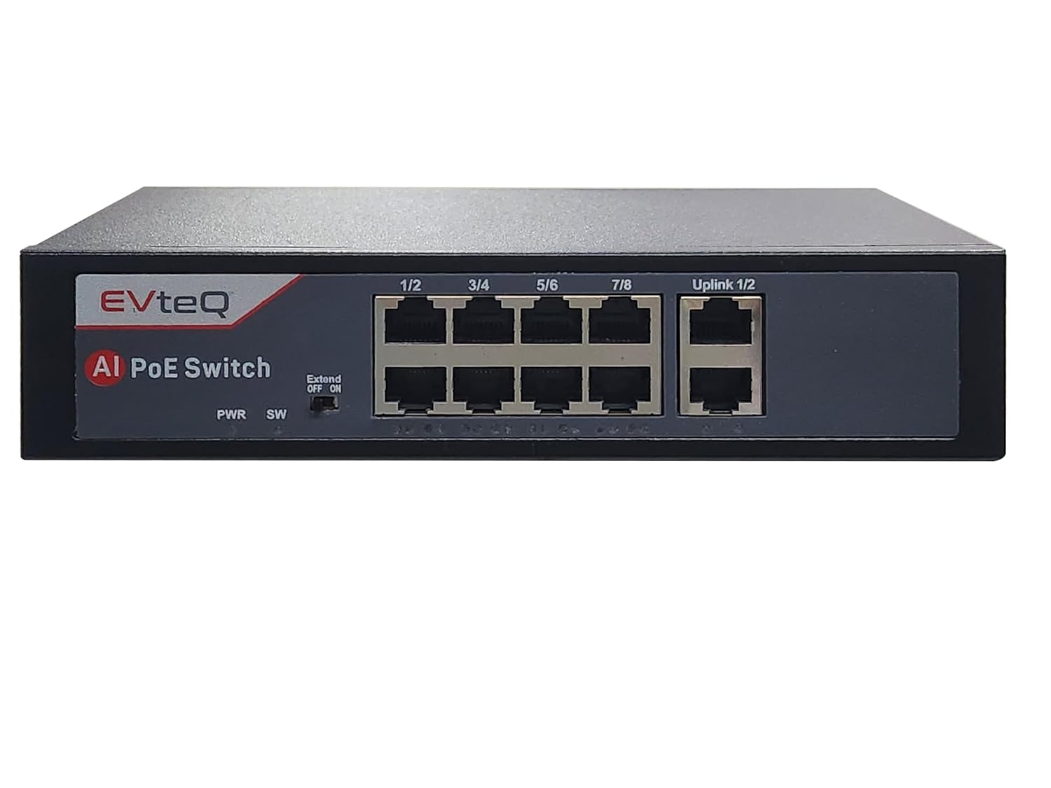 EVTEQ 8 Port PoE + 2 Uplink Port EVTEQ 8CH UPLINK GIGA EV-08F-2G PoE Switch with High Data Transfer, PoE watchdog AI Function